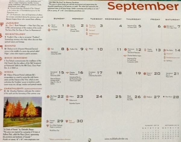 Multifaith Calendar 2019