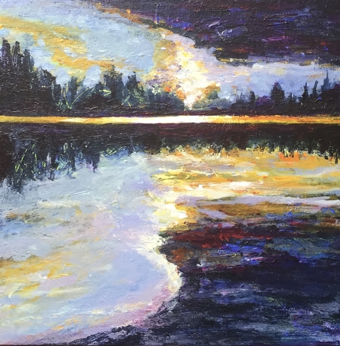 SUMMER LIGHTS ACROSS THE RIVER 10x10